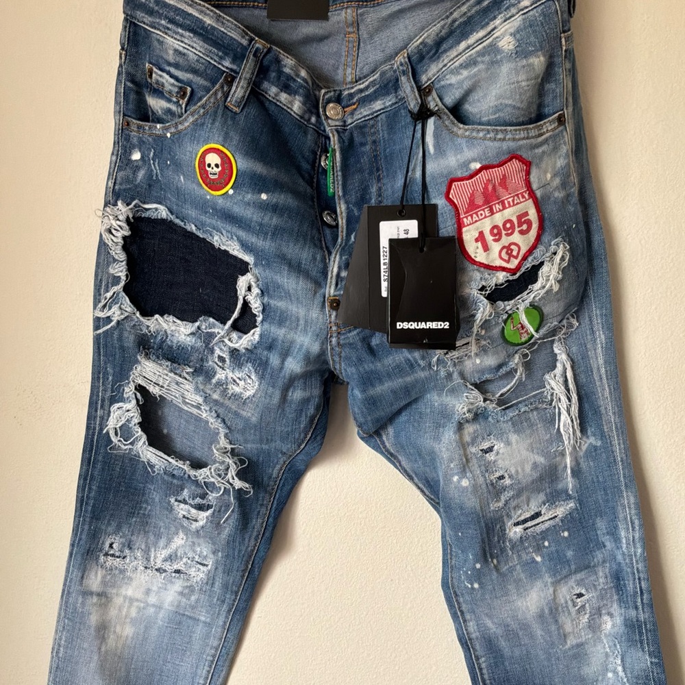 Dsquared2 Distressed Patchwork Men's Blue Jeans - image 3
